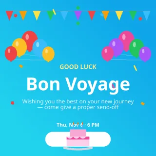 Farewell Send-off — editable blue personal template, instagram post