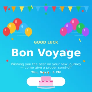 Farewell Send-off — editable blue personal template, instagram post