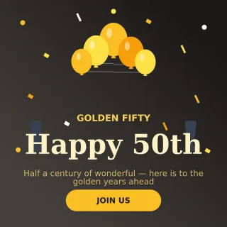 Fiftieth Birthday — editable black personal template, instagram post