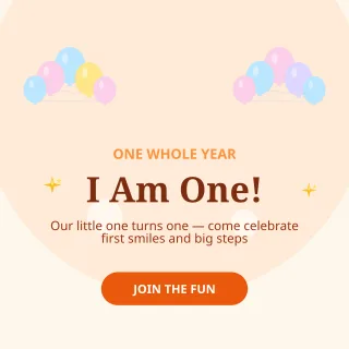First Birthday — editable white personal template, instagram post
