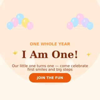 First Birthday — editable white personal template, instagram post