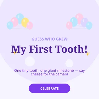 First Tooth — editable white personal template, instagram post