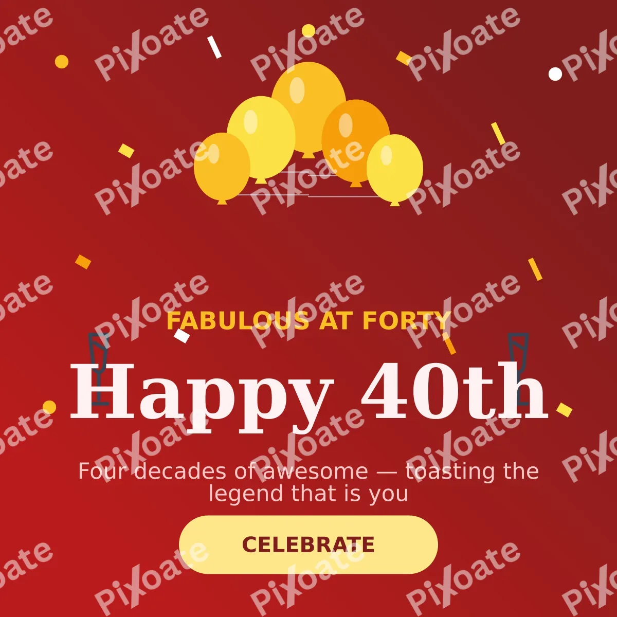 Fortieth Birthday Fortieth Birthday — editable red personal template, instagram post