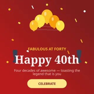 Fortieth Birthday — editable red personal template, instagram post