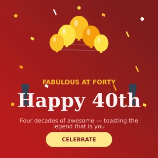 Fortieth Birthday — editable red personal template, instagram post