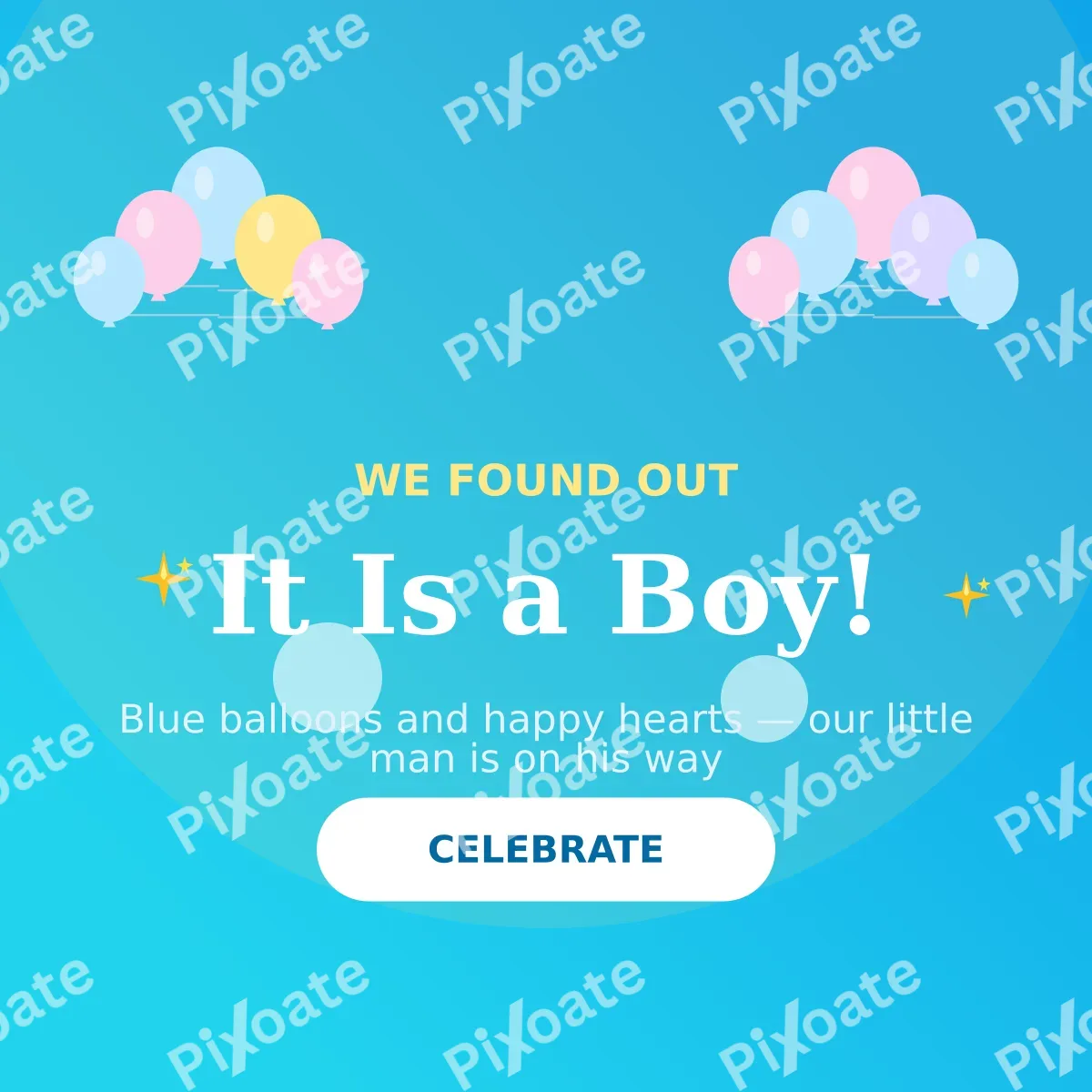 Gender Reveal Boy Gender Reveal Boy — editable blue personal template, instagram post