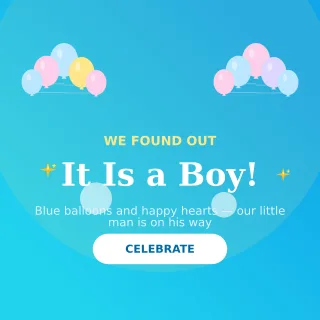 Gender Reveal Boy — editable blue personal template, instagram post