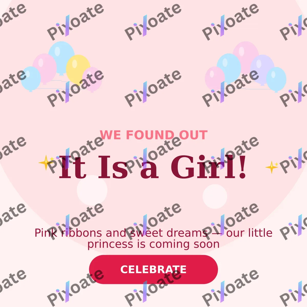 Gender Reveal Girl Gender Reveal Girl — editable white personal template, instagram post
