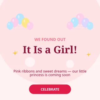 Gender Reveal Girl — editable white personal template, instagram post