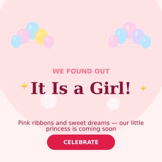 Gender Reveal Girl — editable white personal template, instagram post