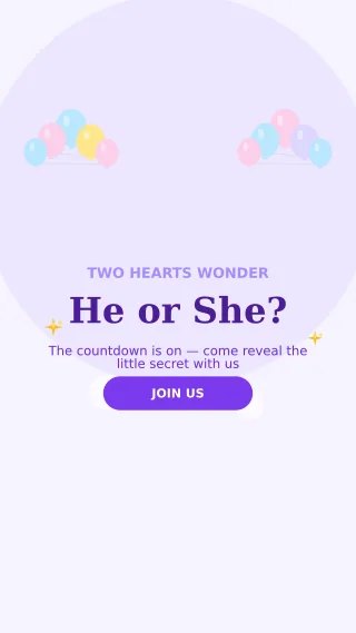 Gender Reveal Hearts — editable white personal template, story / reel