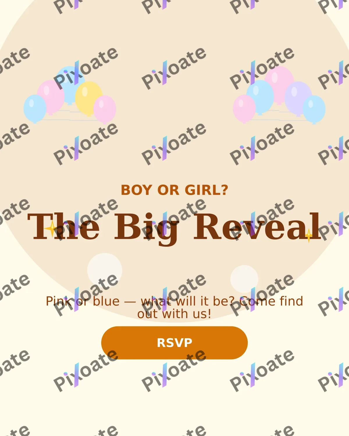 Gender Reveal Neutral — editable white personal template, instagram portrait