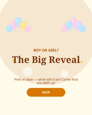 Gender Reveal Neutral — editable white personal template, instagram portrait