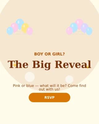 Gender Reveal Neutral — editable white personal template, instagram portrait