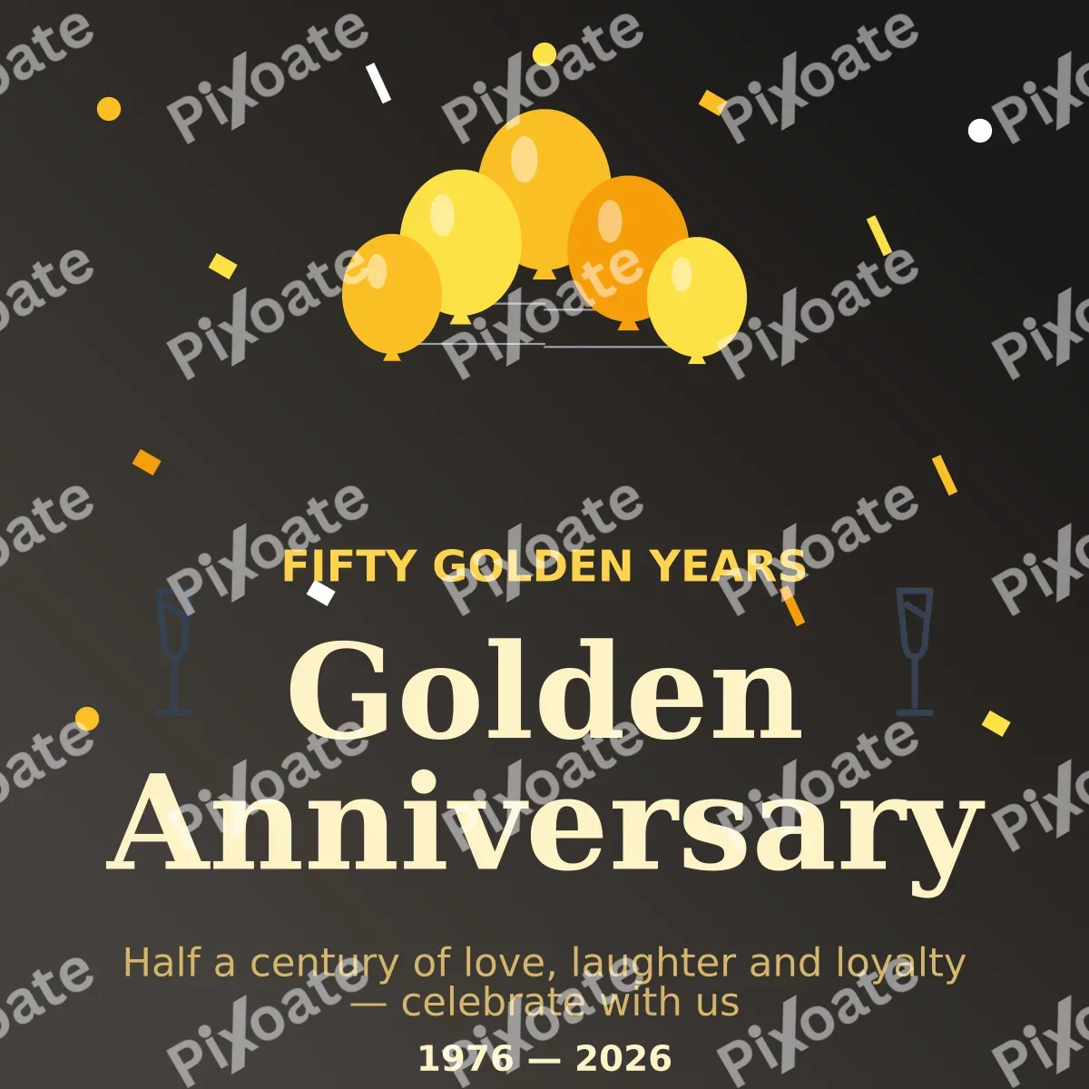 Golden Anniversary Golden Anniversary — editable black personal template, instagram post