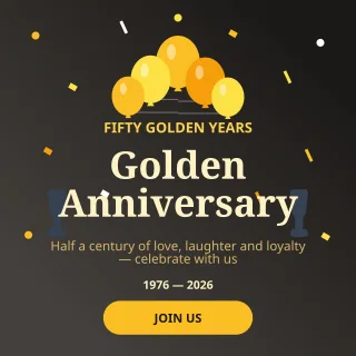 Golden Anniversary — editable black personal template, instagram post
