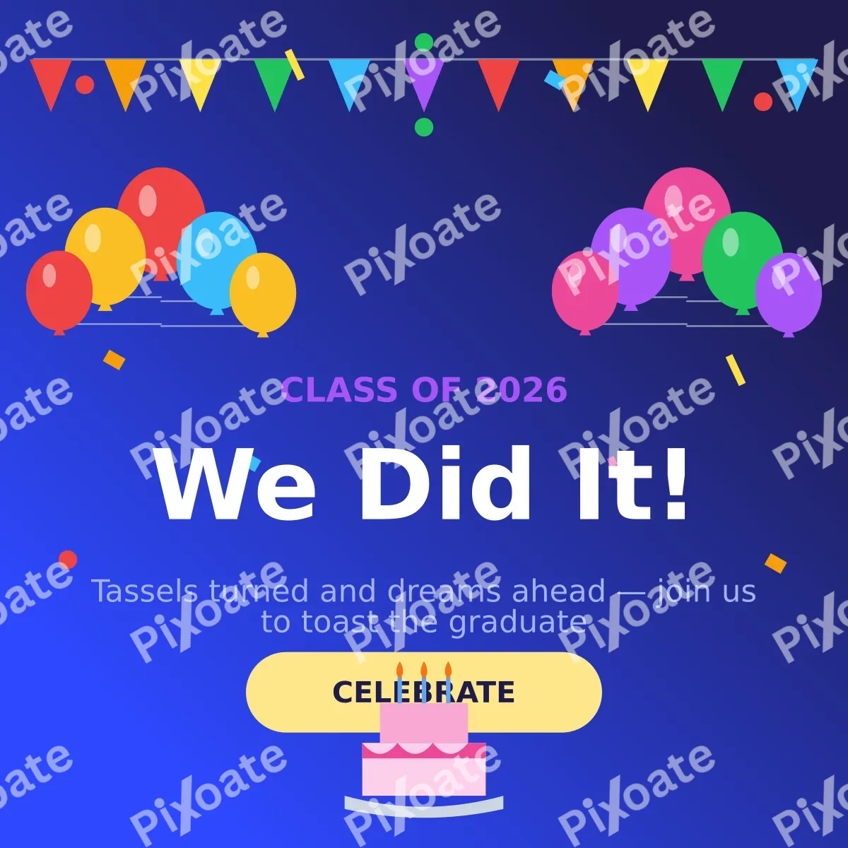 Graduation Celebration Graduation Celebration — editable blue personal template, instagram post