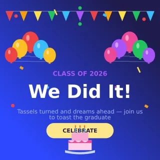 Graduation Celebration — editable blue personal template, instagram post