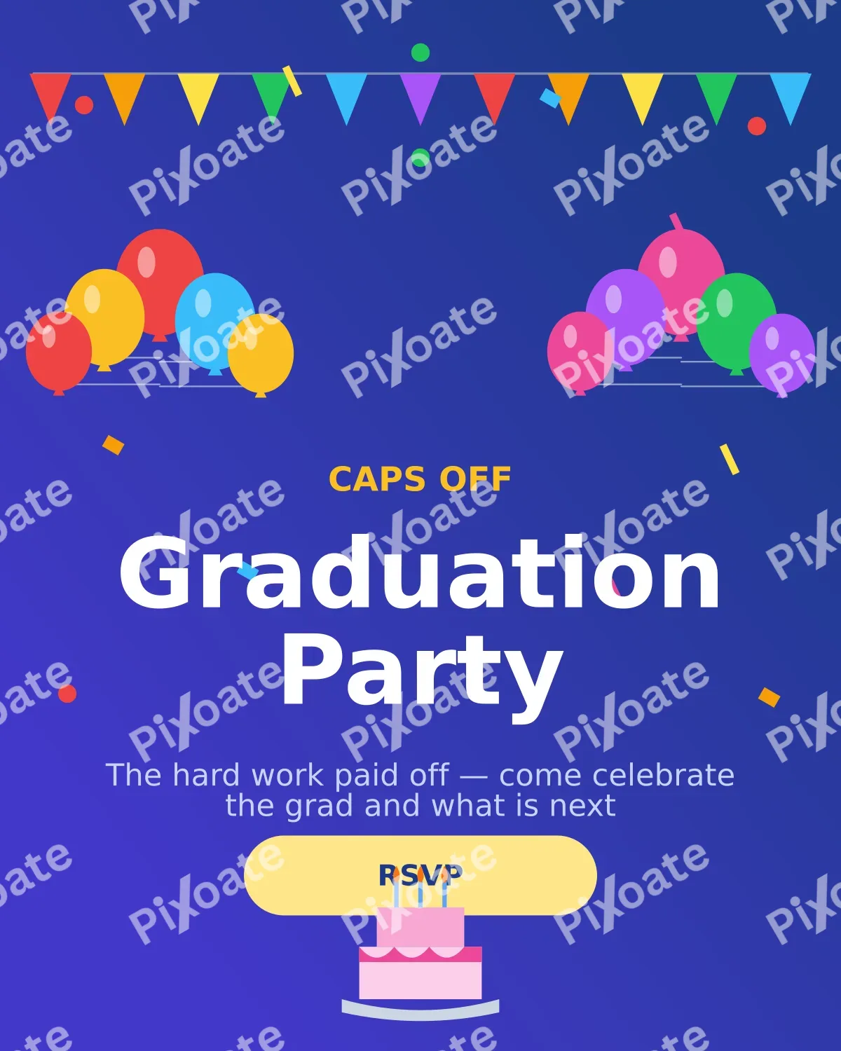 Graduation Party — editable blue personal template, instagram portrait