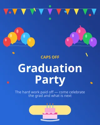 Graduation Party — editable blue personal template, instagram portrait