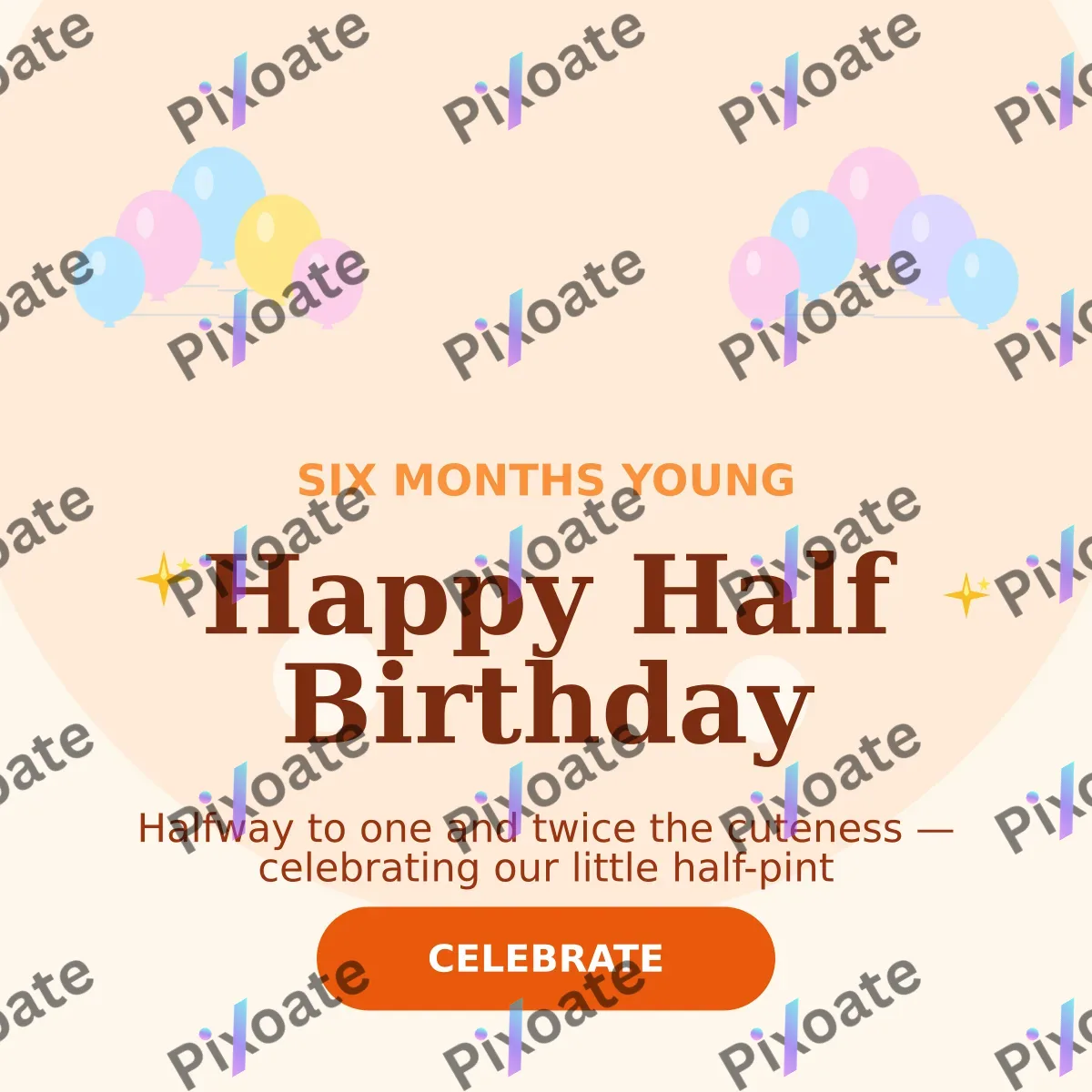 Half Birthday Half Birthday — editable white personal template, instagram post