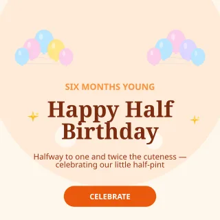 Half Birthday — editable white personal template, instagram post