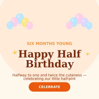 Half Birthday — editable white personal template, instagram post