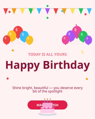 Happy Birthday Her — editable white personal template, instagram portrait