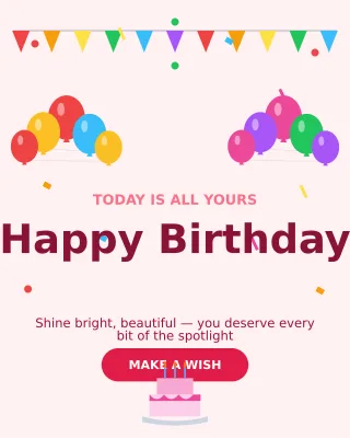 Happy Birthday Her — editable white personal template, instagram portrait