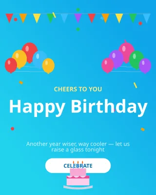 Happy Birthday Him — editable blue personal template, instagram portrait