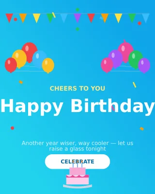 Happy Birthday Him — editable blue personal template, instagram portrait