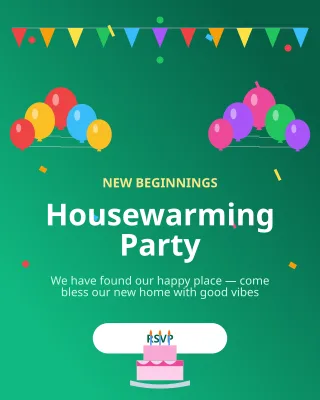 Housewarming Party — editable green personal template, instagram portrait