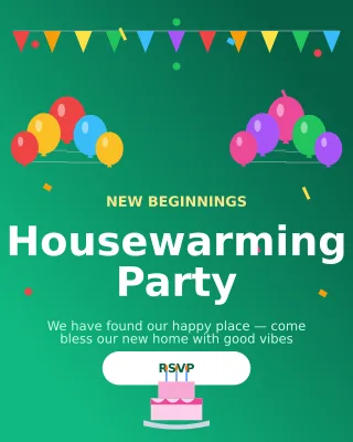 Housewarming Party — editable green personal template, instagram portrait
