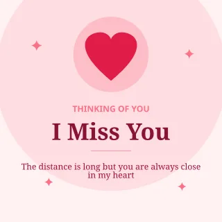 I Miss You — editable white personal template, instagram post
