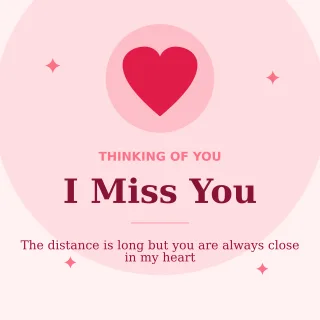 I Miss You — editable white personal template, instagram post