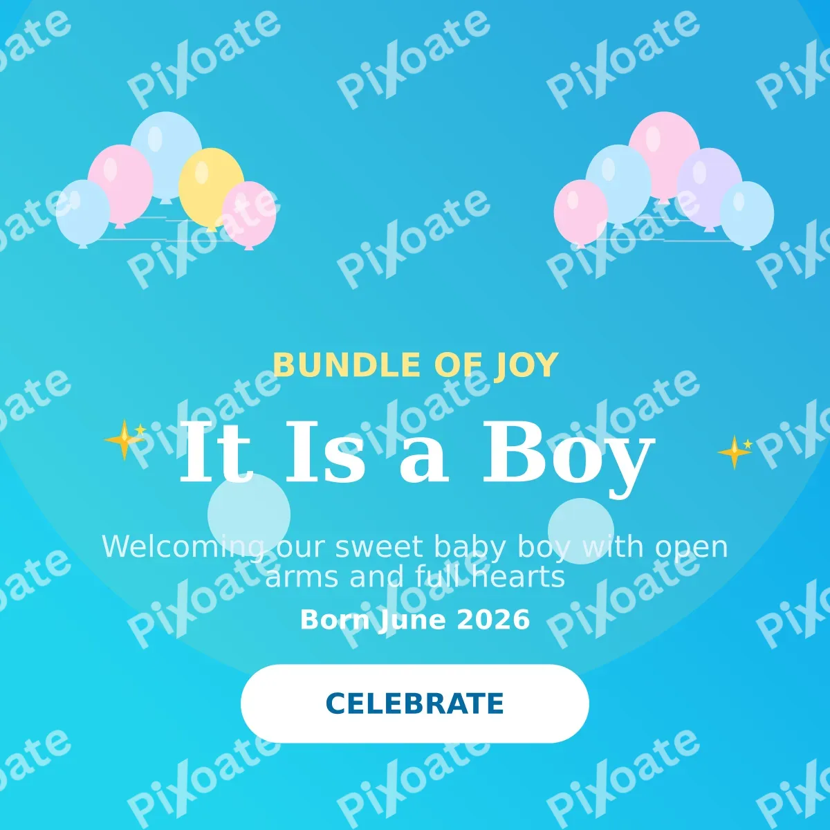 Its a Boy — editable blue personal template, instagram post