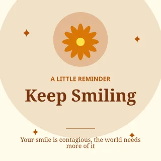Keep Smiling — editable white personal template, instagram post