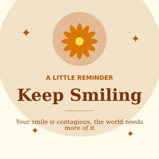Keep Smiling — editable white personal template, instagram post