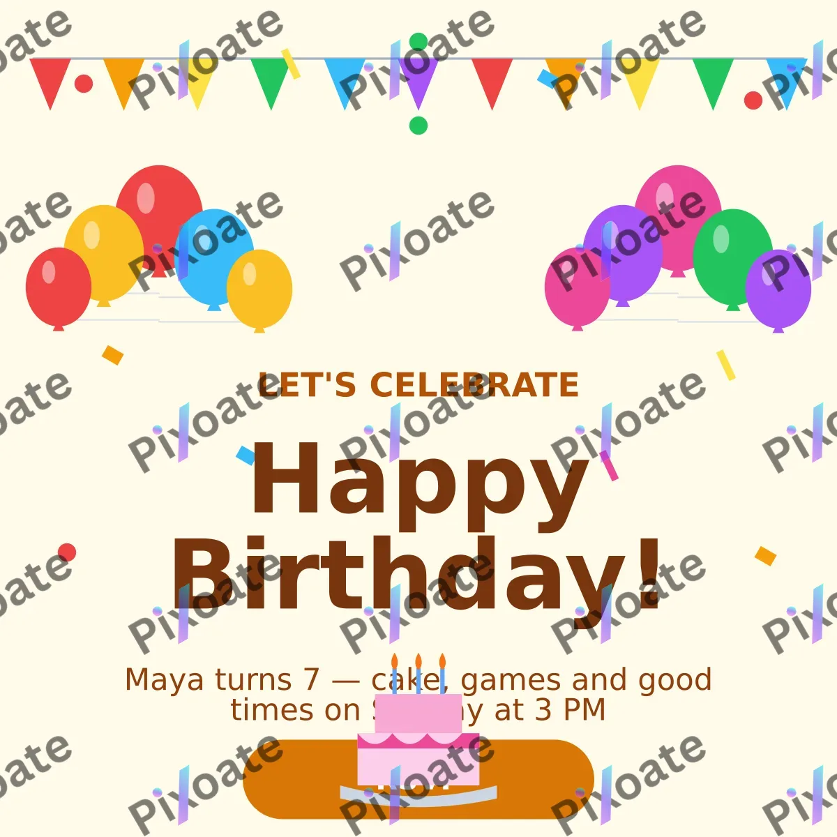 Kids Birthday — editable white personal template, instagram post