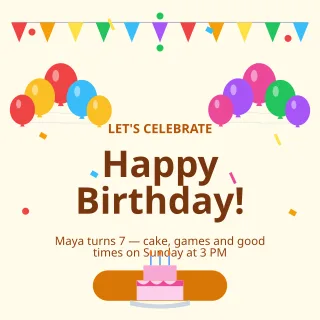 Kids Birthday — editable white personal template, instagram post