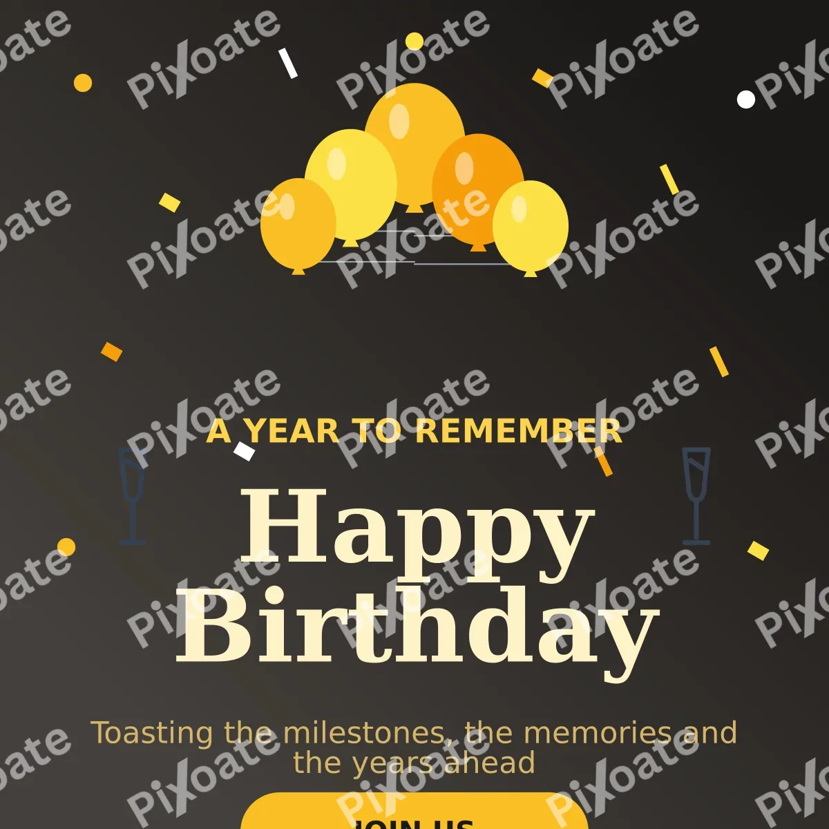 Milestone Birthday Milestone Birthday — editable black personal template, instagram post