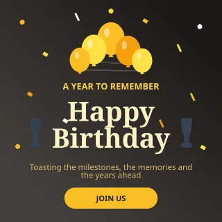 Milestone Birthday — editable black personal template, instagram post
