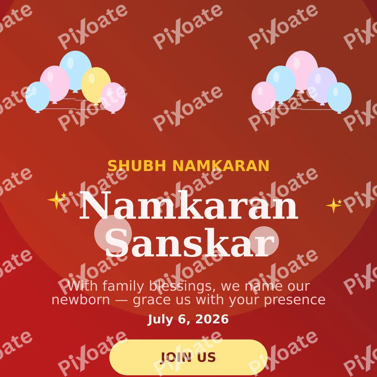 Namkaran — editable red personal template, instagram post