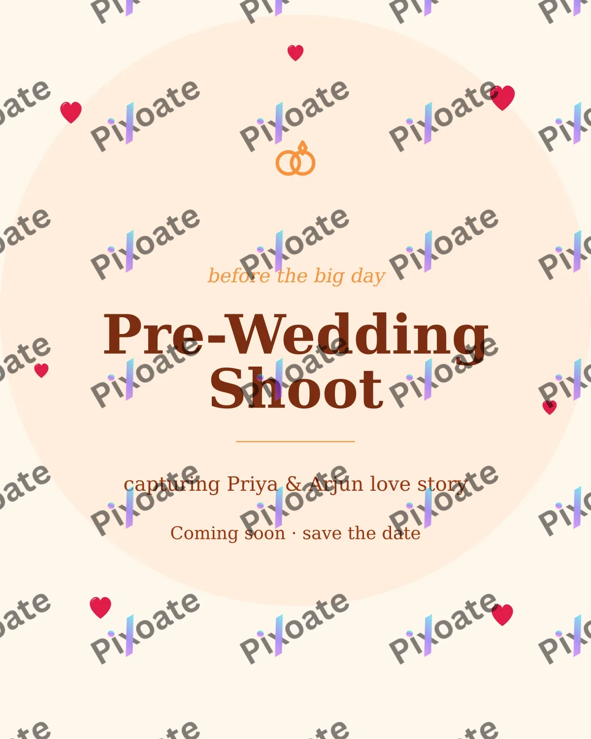 Pre-Wedding Shoot Pre-Wedding Shoot — editable white personal template, instagram portrait