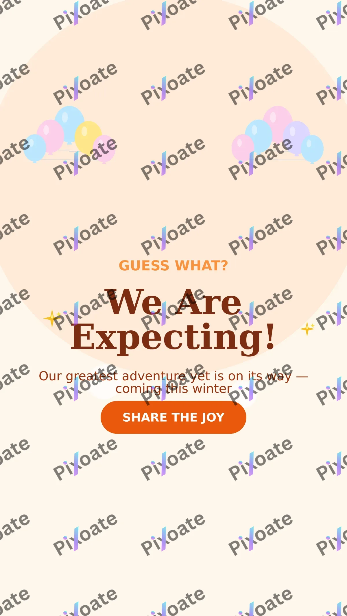 Pregnancy Reveal — editable white personal template, story / reel
