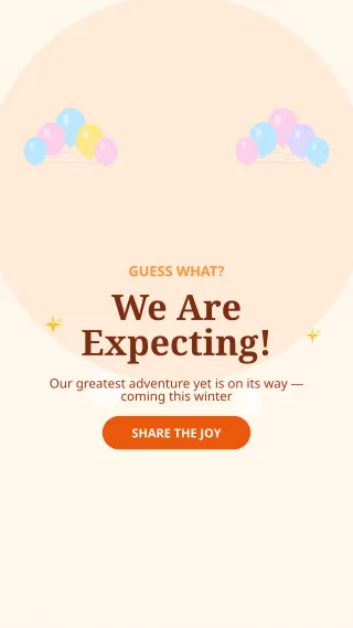 Pregnancy Reveal — editable white personal template, story / reel