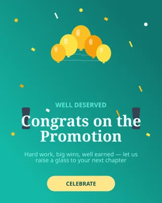 Promotion Celebration — editable teal personal template, instagram portrait