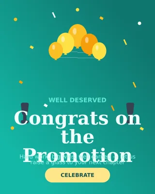 Promotion Celebration — editable teal personal template, instagram portrait