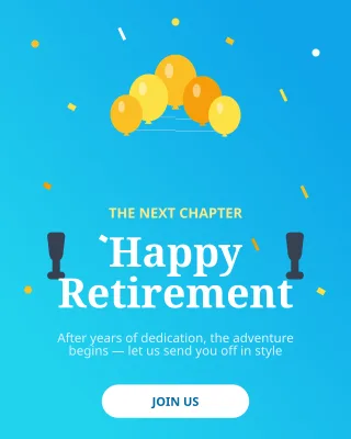 Retirement Party — editable blue personal template, instagram portrait
