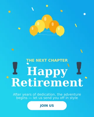 Retirement Party — editable blue personal template, instagram portrait